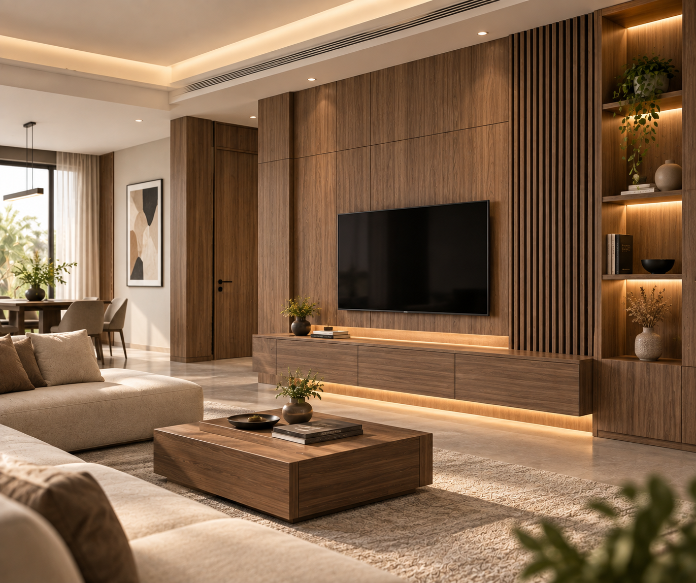 Wood-look interior wall and furniture finishes