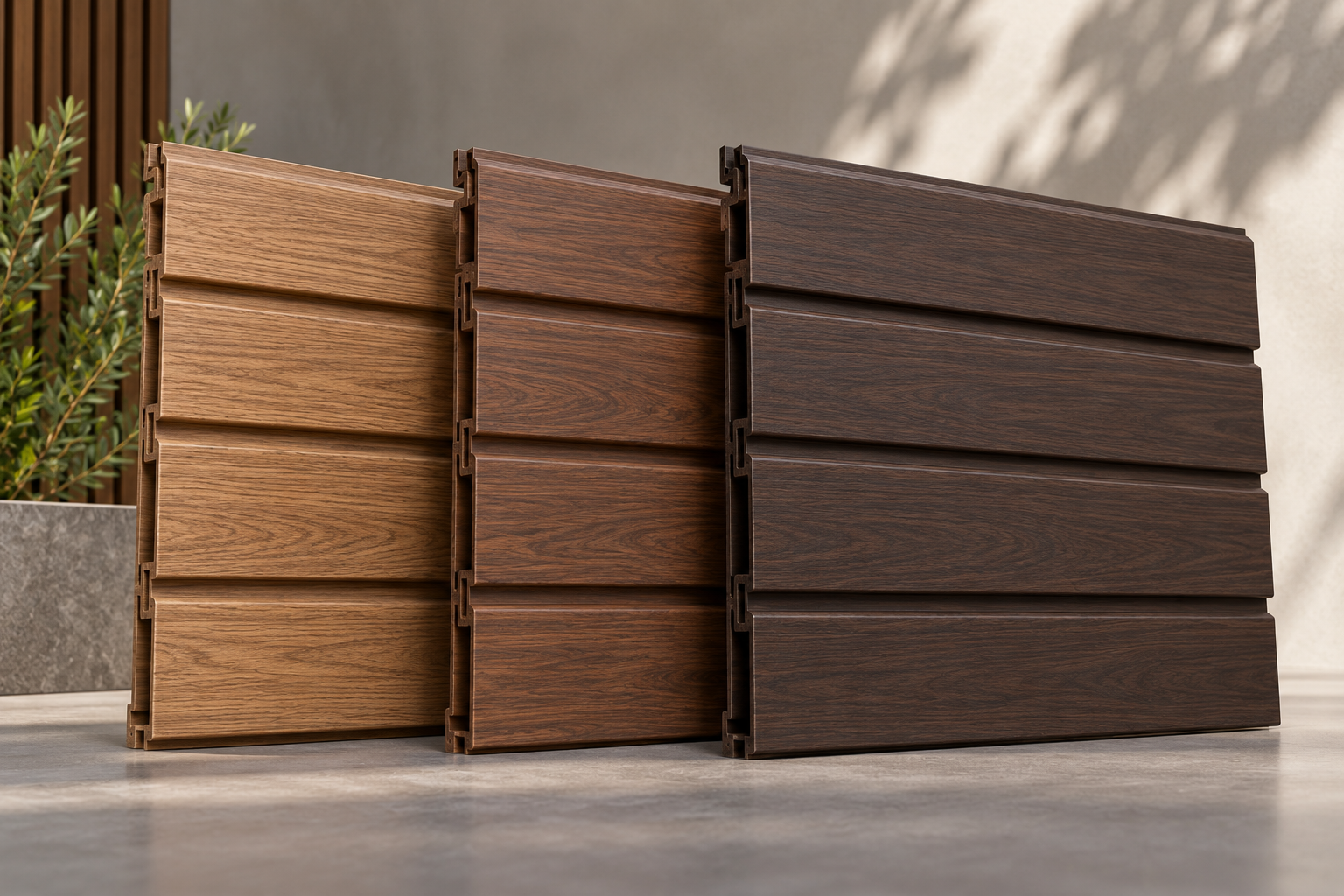 Horizontal exterior artificial wood cladding panels